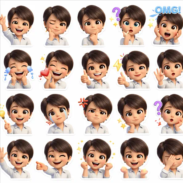 3D卡通表情包 - 趣味3D角色形象. AI portrait style preview.